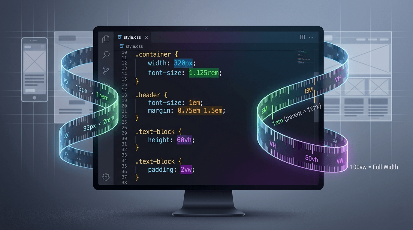 CSS Units Explained: Px, Rem, Em, VH, VW — The Complete Guide for Developers