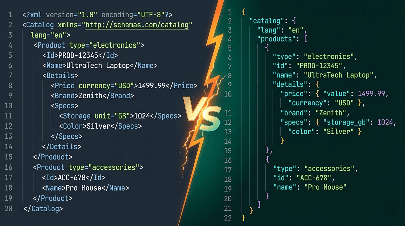 XML vs JSON — When to Use Which Data Format in 2026