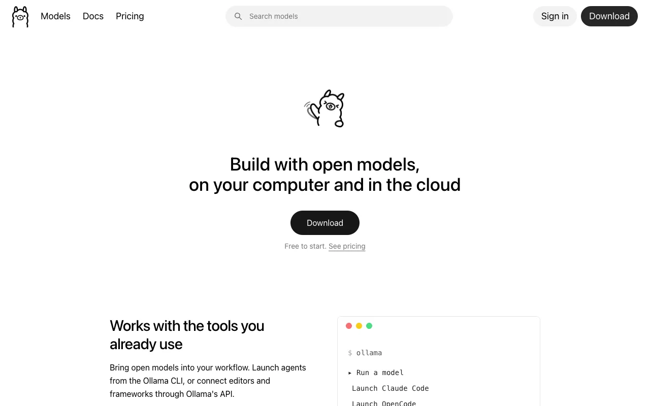 Ollama runs as a background daemon with an OpenAI-compatible API